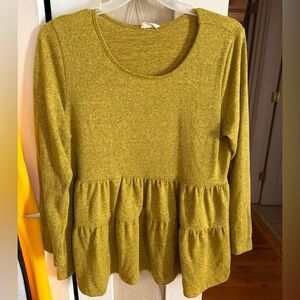 Elegant Mustard Peplum Blouse